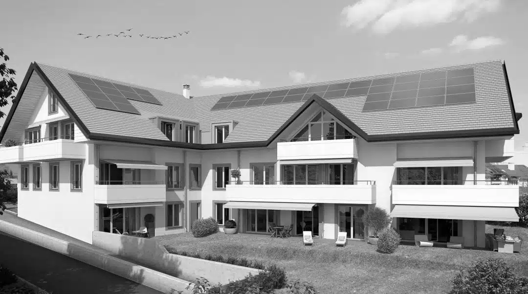 Construction de deux immeubles de 23 appartements avec parking souterrain à Eysins